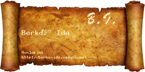 Berkó Ida névjegykártya